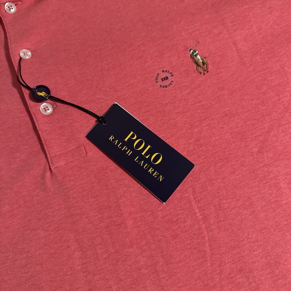 Polo Ralph Lauren Men's 3XB Pink Heather Soft Touch Short Sleeve Polo Shirt Big